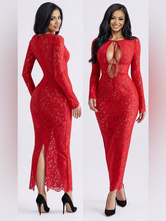 Dresses & Skirts - HOUSE OF CB 'Lisandra' Red Lace Maxi Dress /Size S-US 4-6